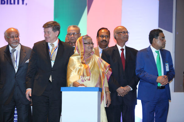 Hon’ble Prime Minister Sheikh Hasina with Director General of ILO, Mr. Guy Ryder; former Education Minister Mr. Nurul Islam Nahid and other guests