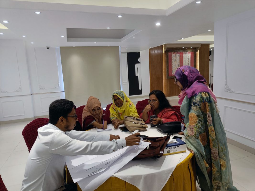Participants doing group work during the workshop.
