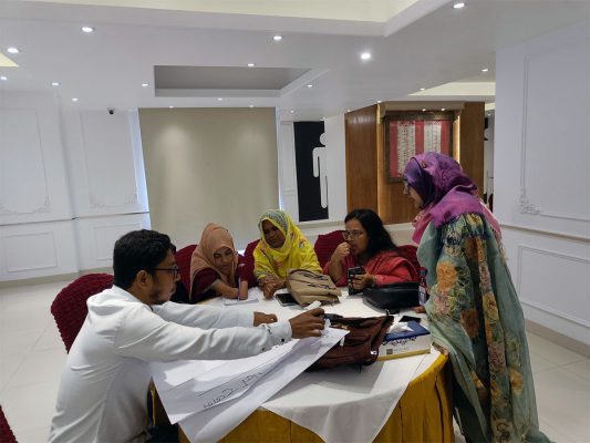 Participants doing group work during the workshop.