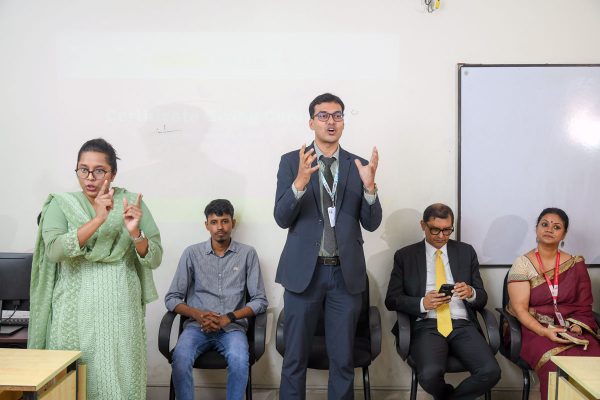 Shahanur Alom Zibon, Sr Executive Business Development & Talent Sourcing, Skill Jobs (Daffodil Group), delivering his speech at the ceremony.