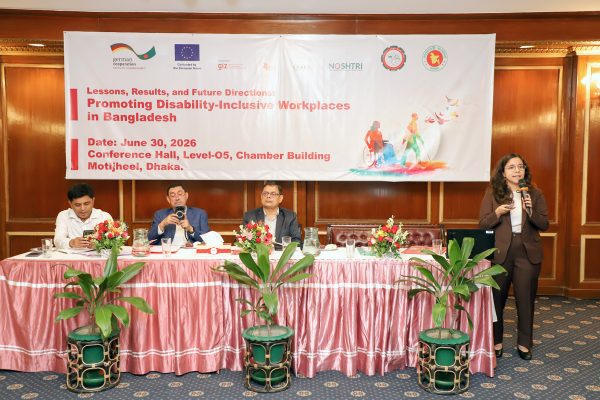Indira von Gierke, Advisor, SOSI, GIZ Bangladesh, delivering her presentation in Session 2 : Return to Work in Action: From Policy to the Factory Floor.